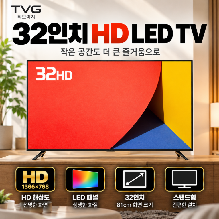 티브이지 32인치 HD LED TV 81cm 소형 텔레비전 스탠드형